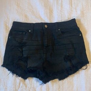 Women’s Eunina distressed black denim shorts